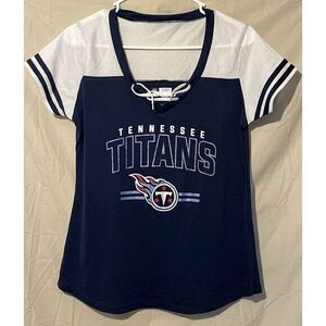 Tennessee Titans Short Sleeve Lace Up Jersey Shirt‎ Woman's Med